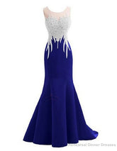sparkly crystal prom dresses mermaid backless sleeveless long royal blue prom dresses